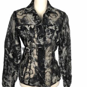 Chico’s top shirt jacket sheer floral Chico’s Sz 0